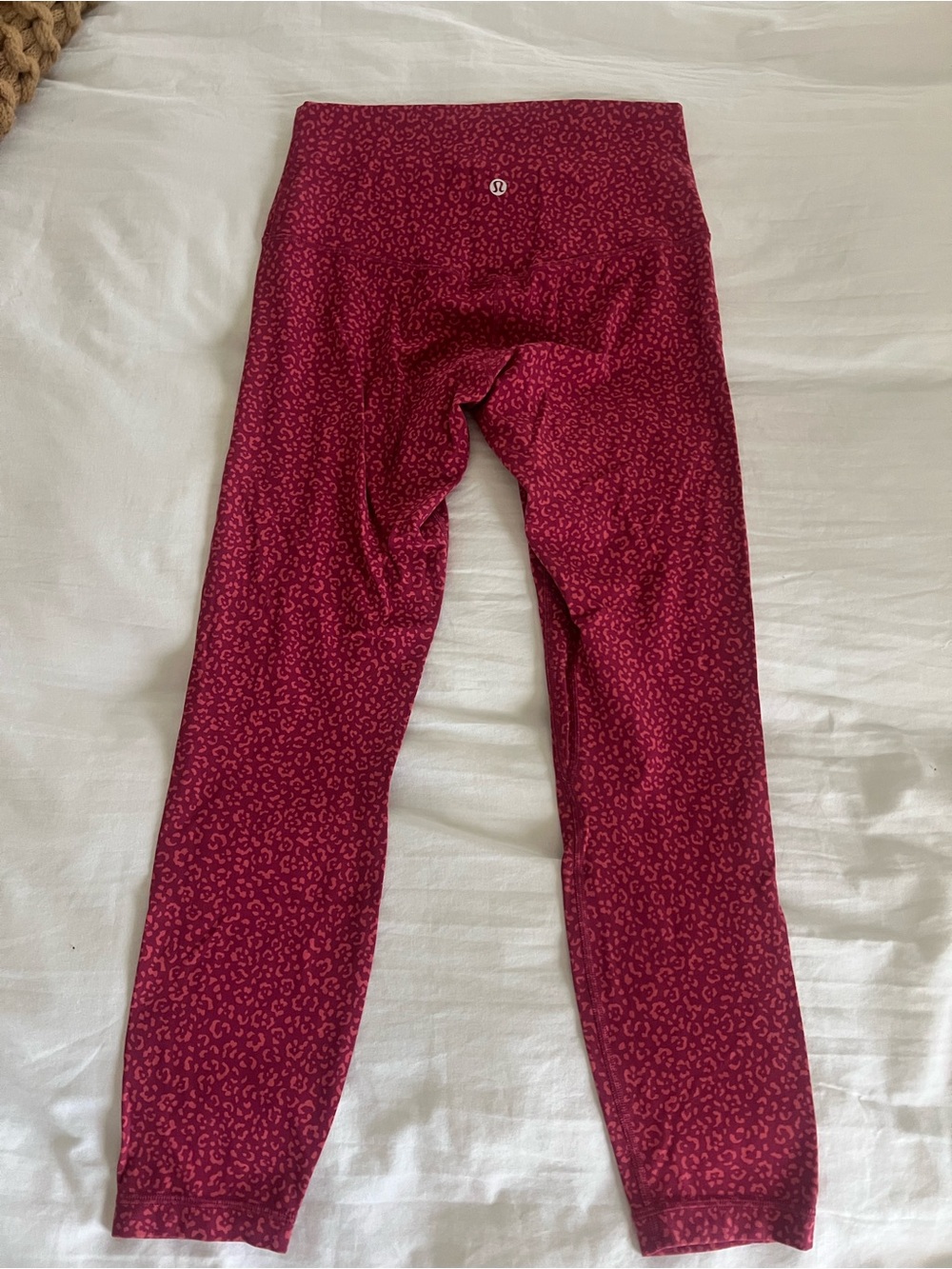 lululemon Maroon/Pink Leopard Print Leggings size 8